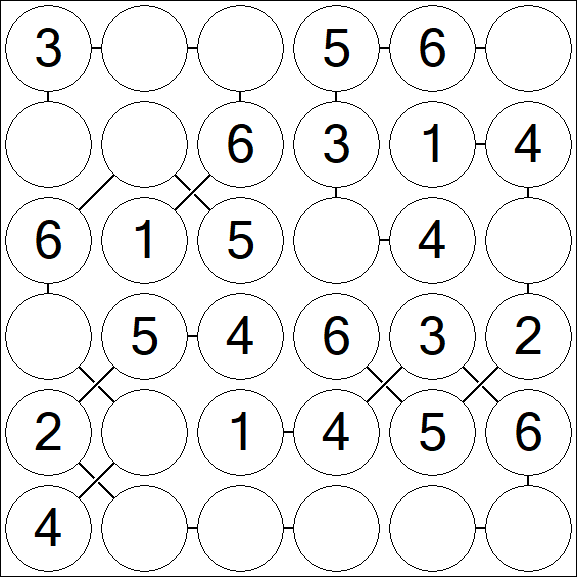 Chain Sudoku 6x6 - Fácil