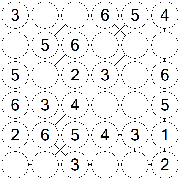 Chain Sudoku 6x6 - Fácil