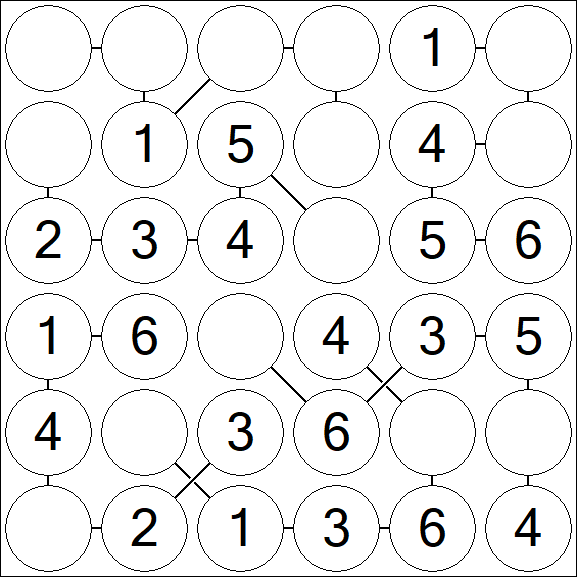Chain Sudoku 6x6 - Fácil