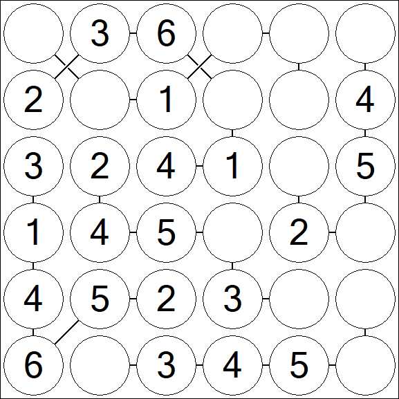 Chain Sudoku 6x6 - Easy