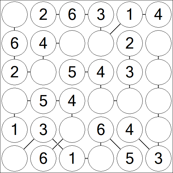 Chain Sudoku 6x6 - Fácil