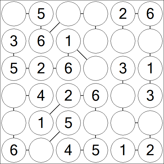 Chain Sudoku 6x6 - Fácil