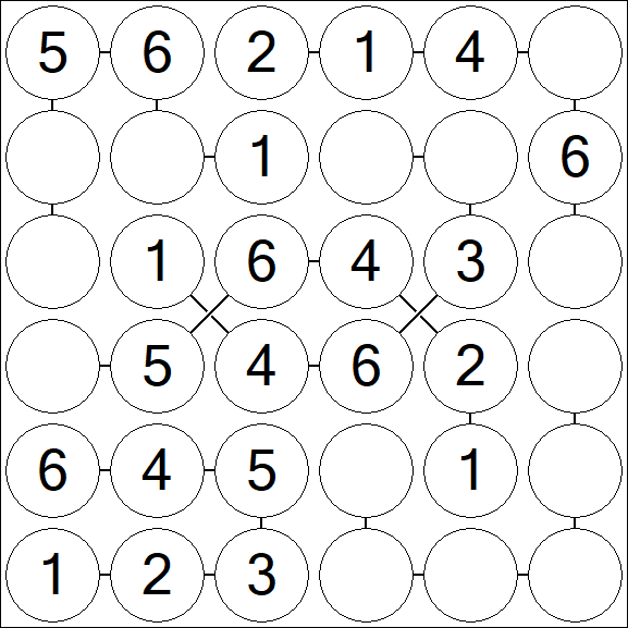Chain Sudoku 6x6 - Einfach