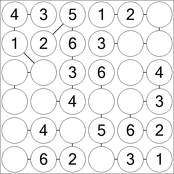 Chain Sudoku 6x6 - Einfach