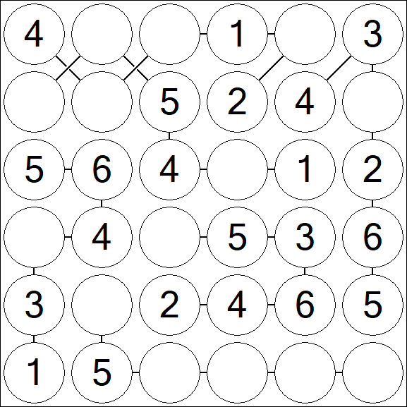 Chain Sudoku 6x6 - Einfach