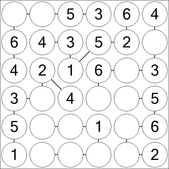 Chain Sudoku 6x6 - Einfach