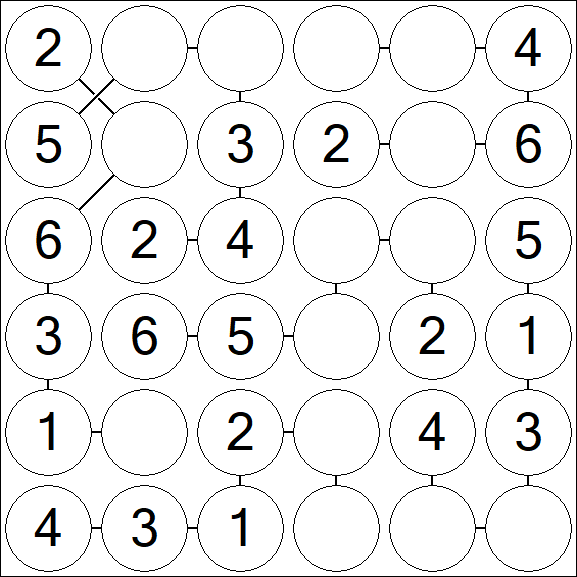 Chain Sudoku 6x6 - Einfach