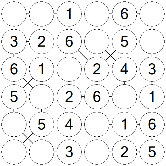 Chain Sudoku 6x6 - Einfach