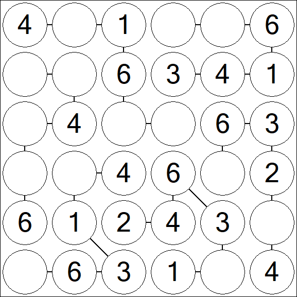 Chain Sudoku 6x6 - Fácil