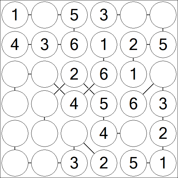 Chain Sudoku 6x6 - Fácil