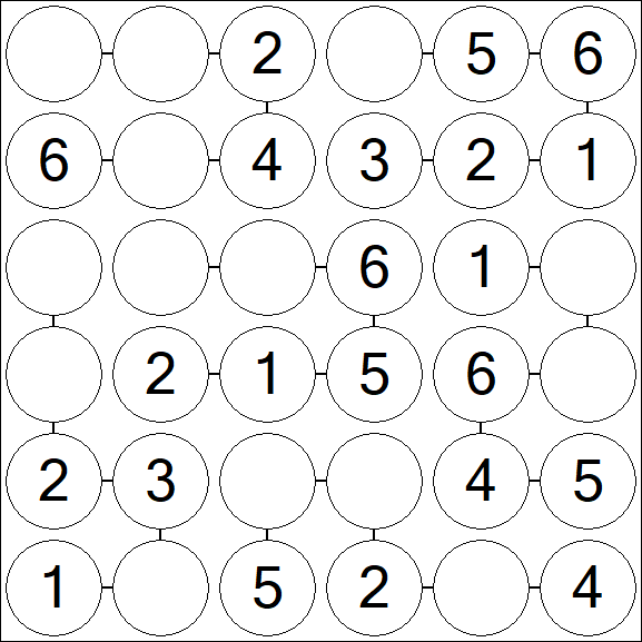 Chain Sudoku 6x6 - Einfach
