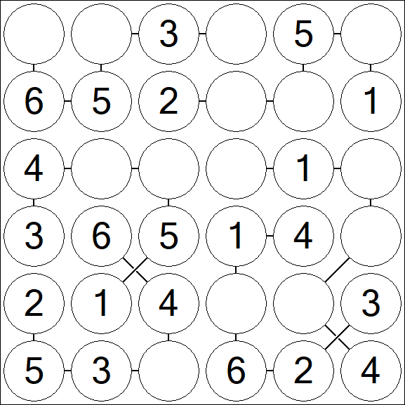 Chain Sudoku 6x6 - Einfach
