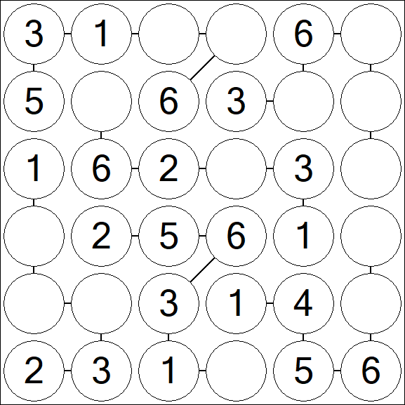 Chain Sudoku 6x6 - Einfach