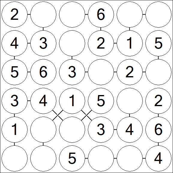 Chain Sudoku 6x6 - Einfach