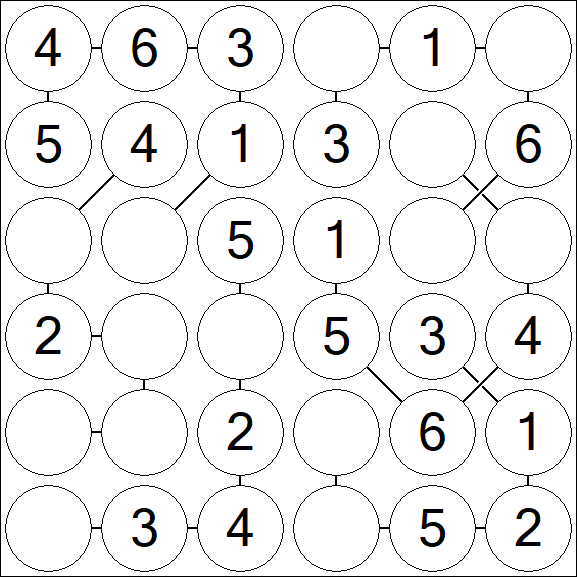Chain Sudoku 6x6 - Einfach