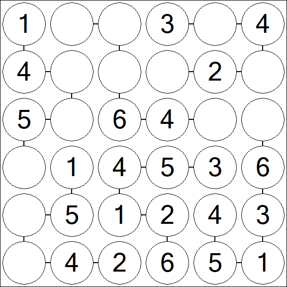 Chain Sudoku 6x6 - Einfach