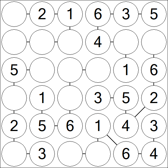 Chain Sudoku 6x6 - Einfach