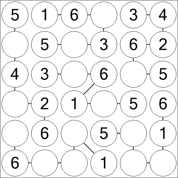 Chain Sudoku 6x6 - Einfach