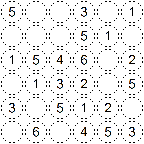 Chain Sudoku 6x6 - Einfach