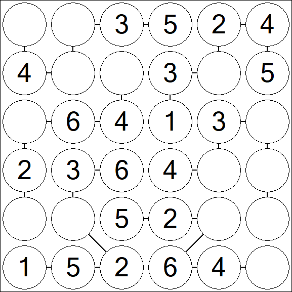Chain Sudoku 6x6 - Einfach