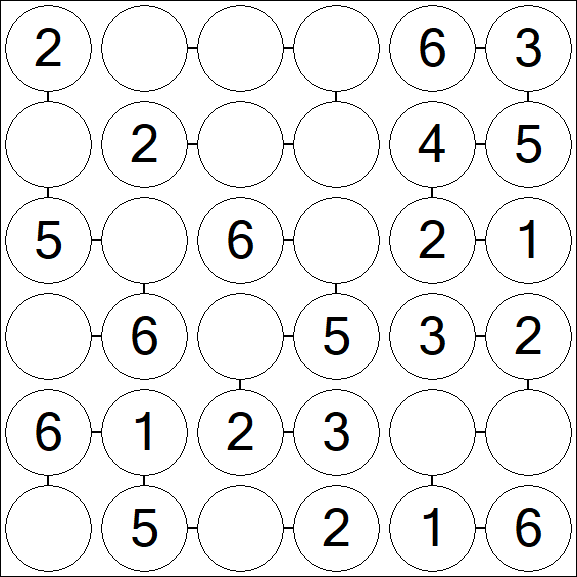 Chain Sudoku 6x6 - Einfach