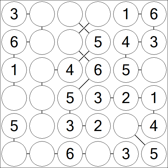 Chain Sudoku 6x6 - Einfach