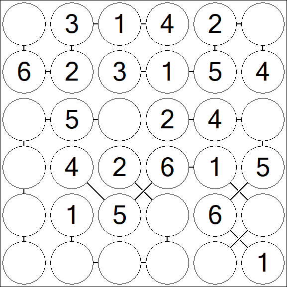Chain Sudoku 6x6 - Fácil