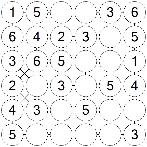 Chain Sudoku 6x6 - Einfach