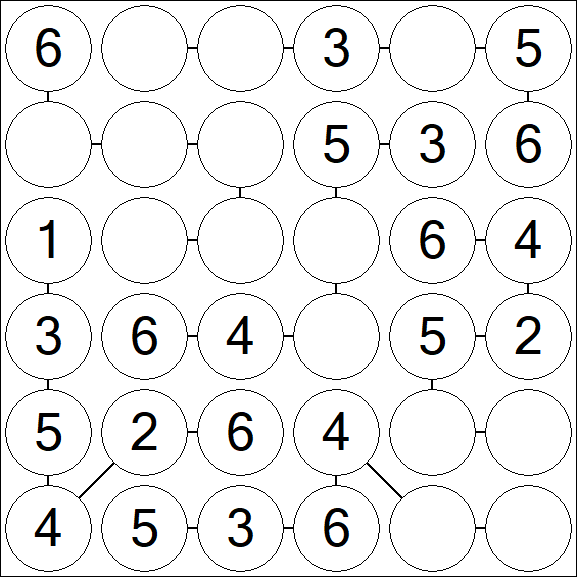 Chain Sudoku 6x6 - Einfach