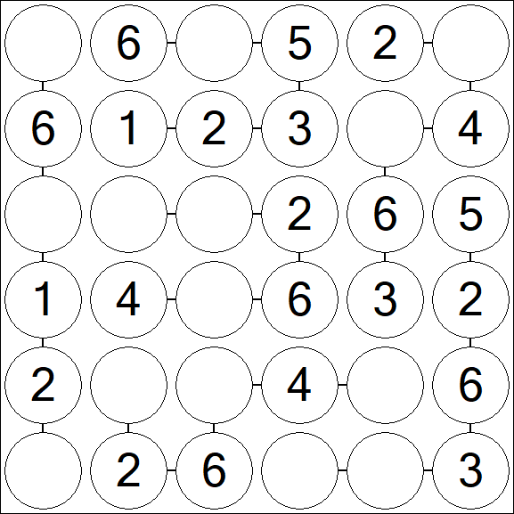 Chain Sudoku 6x6 - Einfach