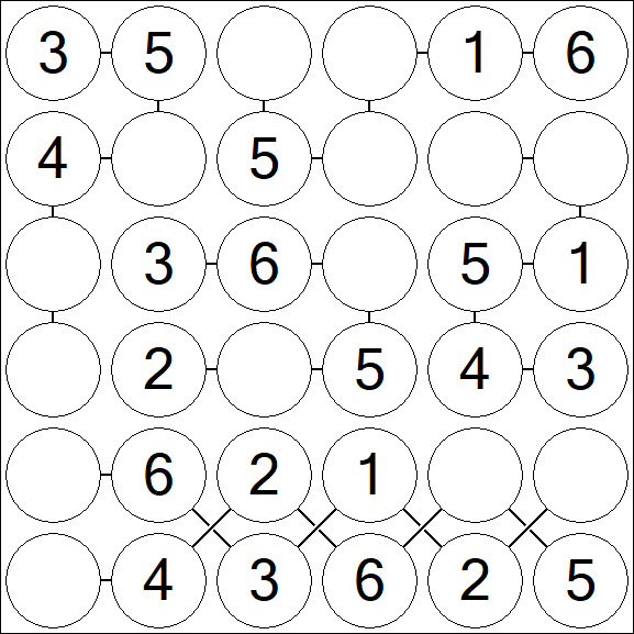 Chain Sudoku 6x6 - Fácil