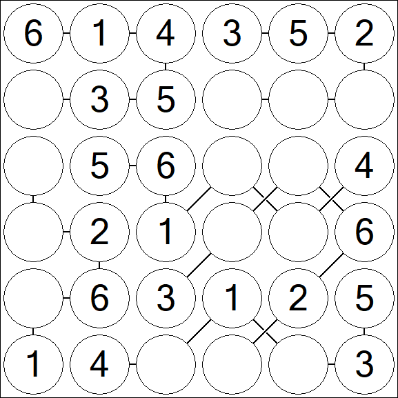 Chain Sudoku 6x6 - Einfach