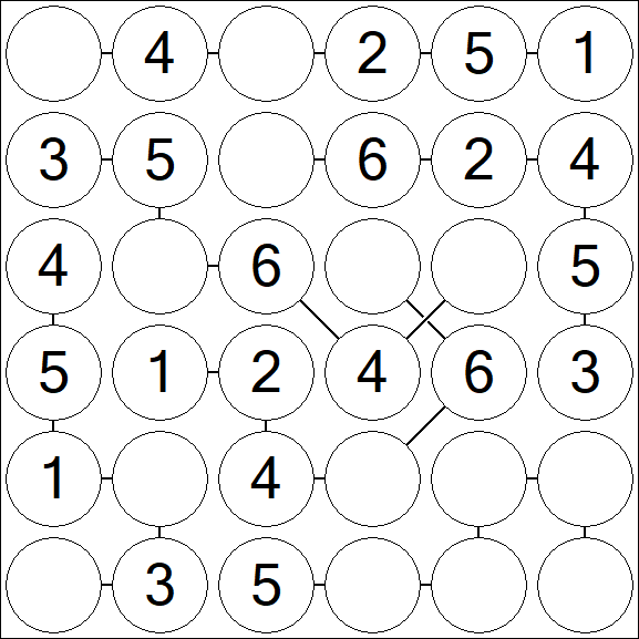 Chain Sudoku 6x6 - Einfach