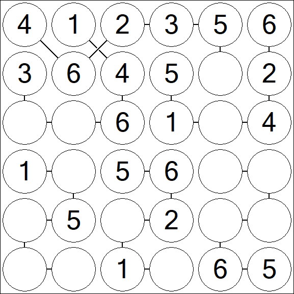 Chain Sudoku 6x6 - Fácil