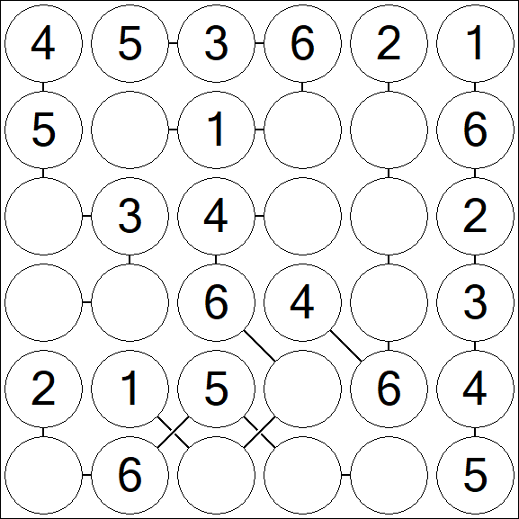 Chain Sudoku 6x6 - Fácil