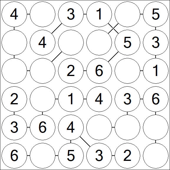 Chain Sudoku 6x6 - Fácil