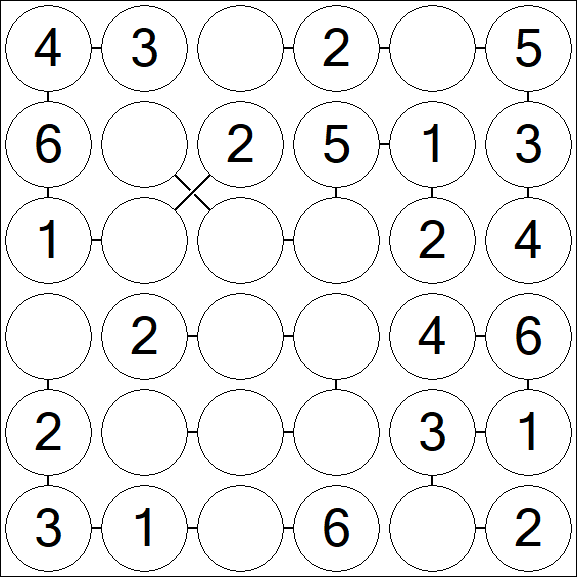 Chain Sudoku 6x6 - Fácil