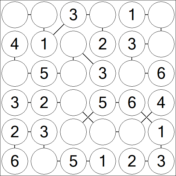 Chain Sudoku 6x6 - Einfach