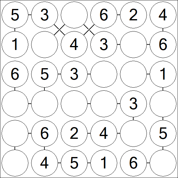 Chain Sudoku 6x6 - Einfach