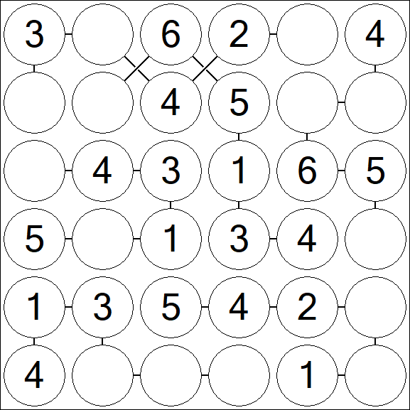 Chain Sudoku 6x6 - Fácil