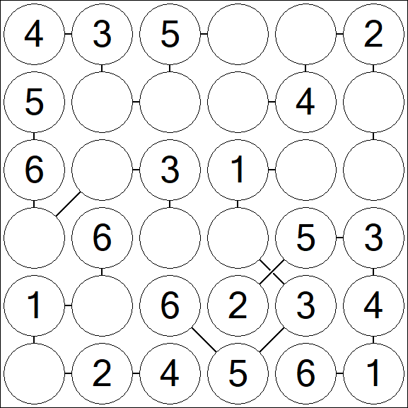 Chain Sudoku 6x6 - Fácil