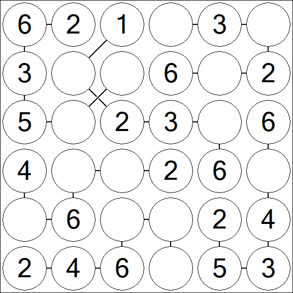 Chain Sudoku 6x6 - Fácil