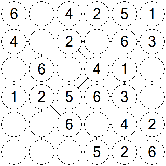 Chain Sudoku 6x6 - Fácil