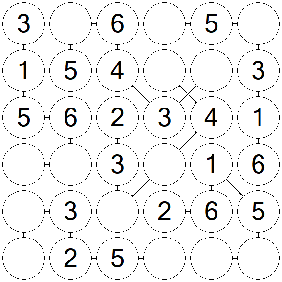 Chain Sudoku 6x6 - Fácil