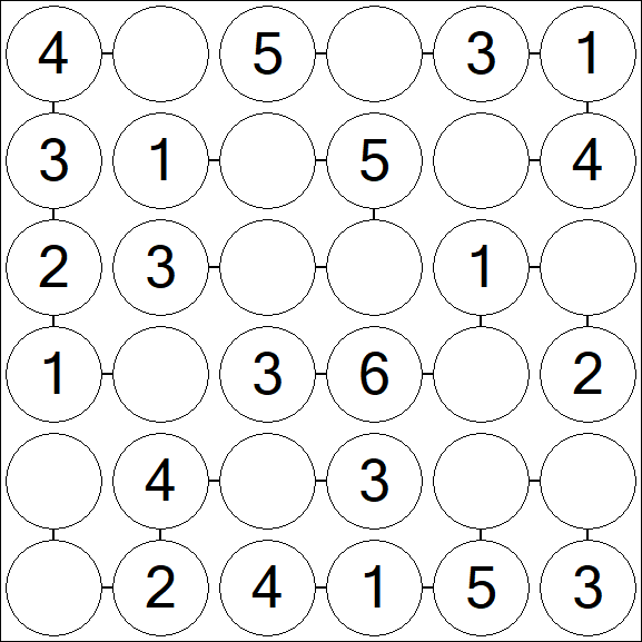 Chain Sudoku 6x6 - Einfach