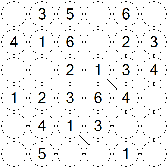 Chain Sudoku 6x6 - Fácil