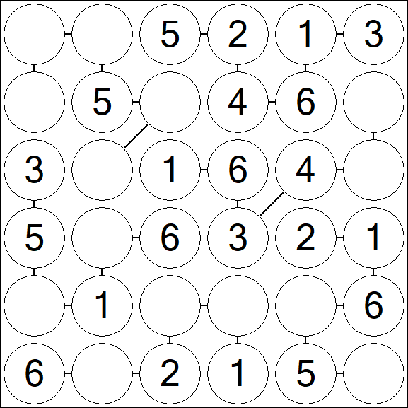 Chain Sudoku 6x6 - Fácil