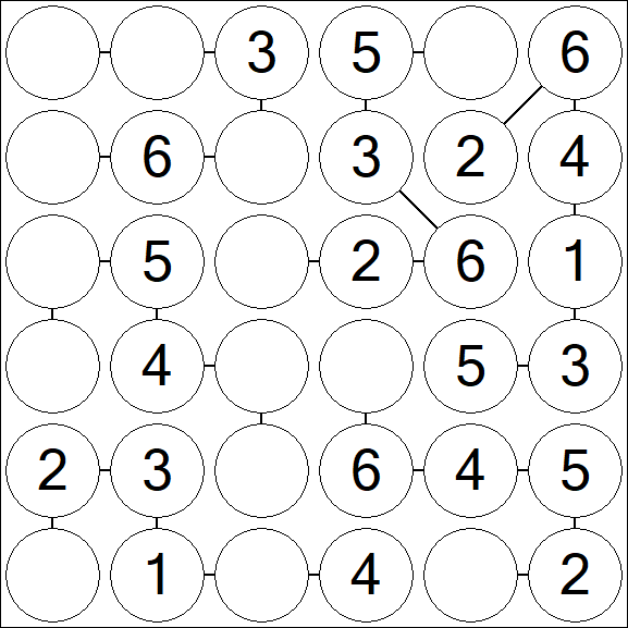 Chain Sudoku 6x6 - Fácil