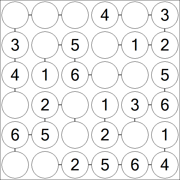 Chain Sudoku 6x6 - Einfach