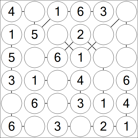 Chain Sudoku 6x6 - Einfach